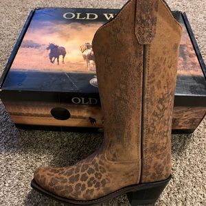 Old West leopard fade boots